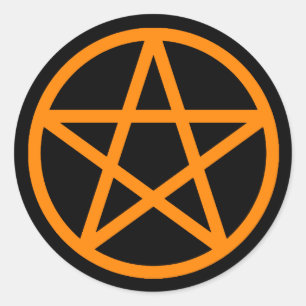 Etiqueta preta alaranjada do sólido do Pentacle