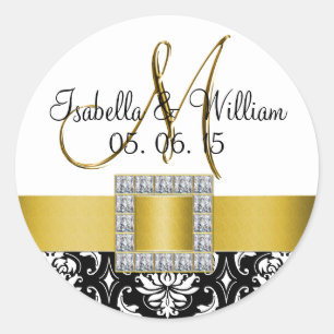 Etiqueta preta amarela do favor do casamento tema