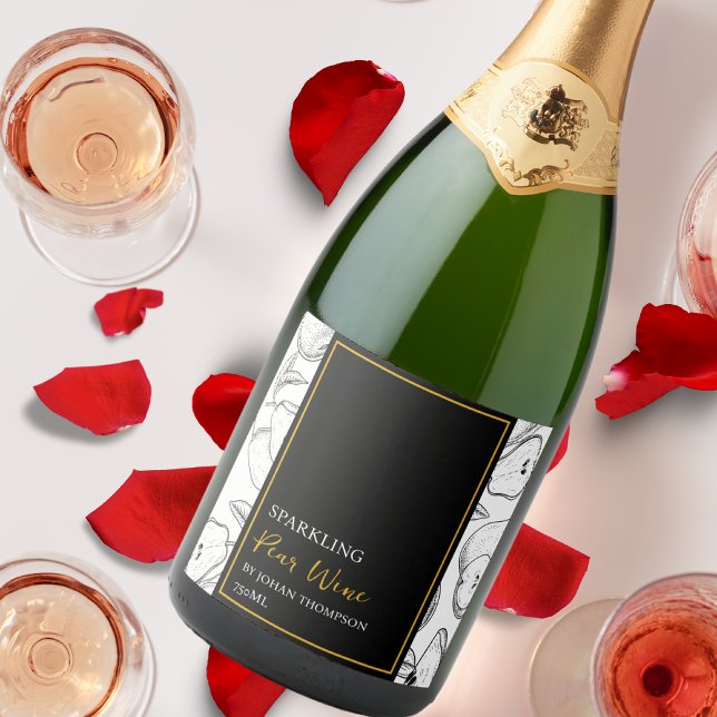 Etiqueta Preta de Vinho Pear Espumante de Fruta El (Criador carregado)