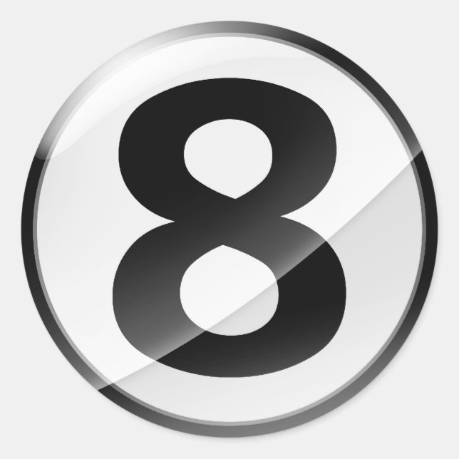 Etiqueta preta do número 8 (Frente)
