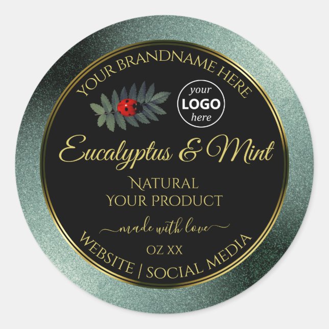 Etiqueta Preta do Produto Escuro Glitter Teal Logo (Frente)