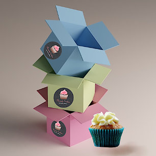 Etiqueta preta e cor-de-rosa da padaria do cupcake
