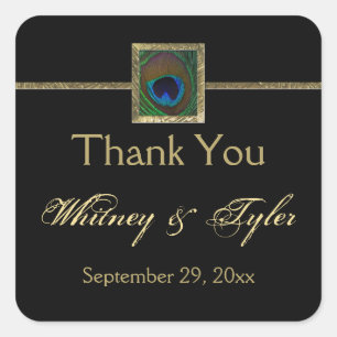 Etiqueta preta e Dourado do casamento da pena do