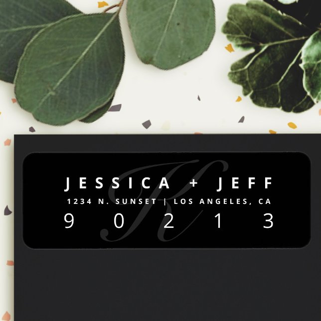 Etiqueta Preto & Branco | Endereço de devolução (Criador carregado)