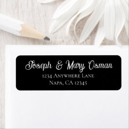 Etiqueta Preto Branco Script Elegante Casamento Personalizá