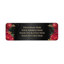 Etiqueta Preto com o Endereço de Devolução do Rosa vermelha