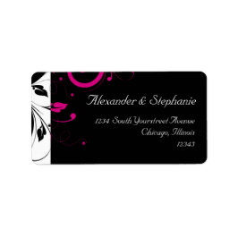 Etiqueta Preto e branco com ênfase no espiral magenta