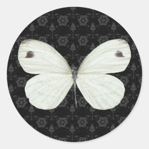 Etiqueta preto e branco da borboleta
