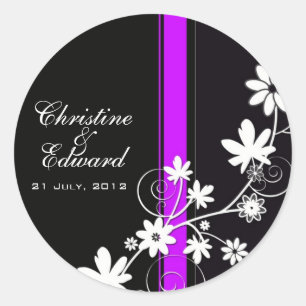 Etiqueta preto e branco do casamento da flor