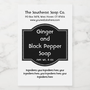 Etiqueta preto e branco dos produtos do banho