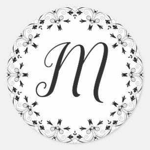 Etiqueta preto e branco inicial Monogrammed da