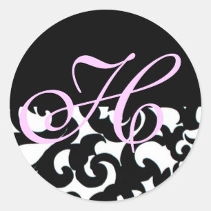 Etiqueta preto e branco Monogrammed