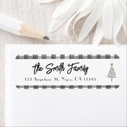 Etiqueta Preto e Branco Natal Moderno Personalizável