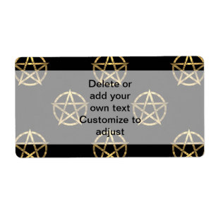 Etiqueta Preto e pentagram do ouro