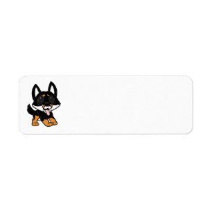 Etiqueta preto e tan dos desenhos animados do inu do shiba