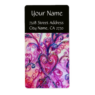 Etiqueta Preto roxo cor-de-rosa brilhante dos FLOURISHES