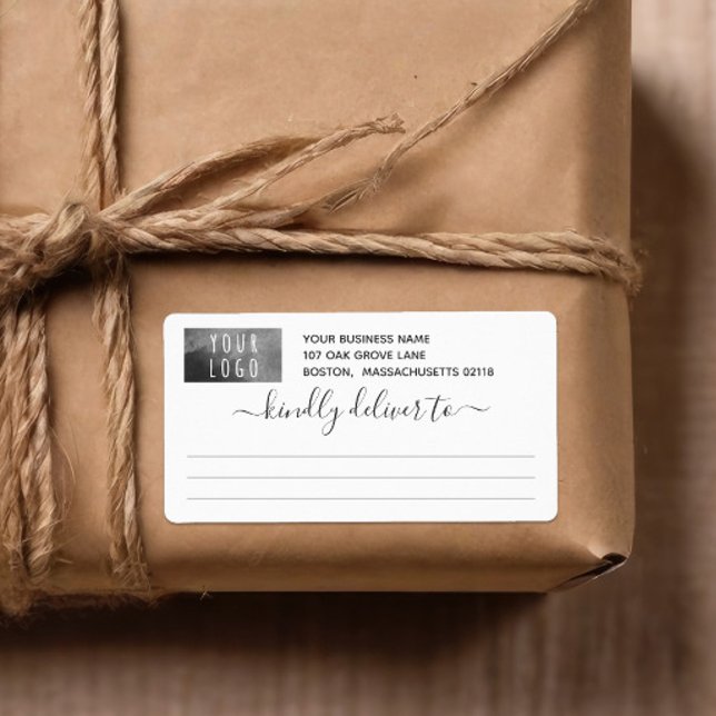 Etiqueta Pretty Gray Kindly Deliver To Logo Shipping (Criador carregado)