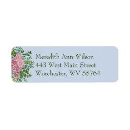 Etiqueta Primavera Floral Pastel de Casamento Azul e Rosa