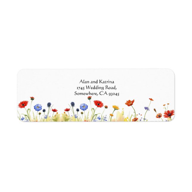 Etiqueta Primavera Meadow Wildflower (Frente)