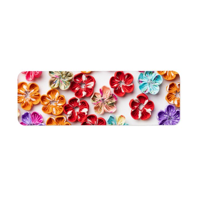 Etiqueta Primavera tecido com costura manual Flores multico (Frente)