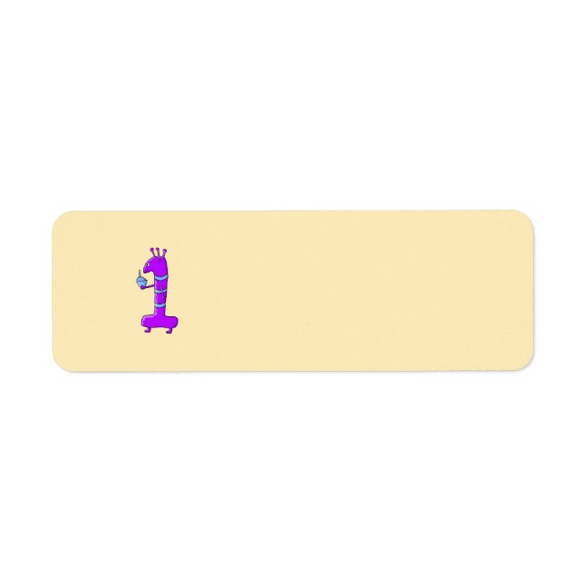 Etiqueta primeiro aniversario. Cartoon em Purple. (Frente)