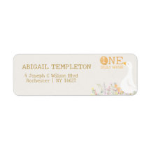 Primeiro aniversario de flor selvagem de ganso de 