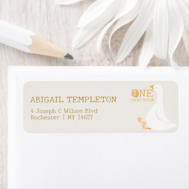 Etiqueta Primeiro aniversario de flor selvagem de ganso de  (Insitu)