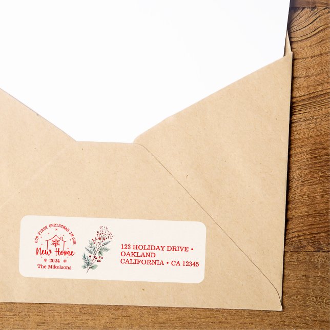 Etiqueta Primeiro Natal No Nosso Novo Verdade Doméstico (Criador carregado)