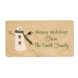 Etiqueta Primitiva do País Snowman