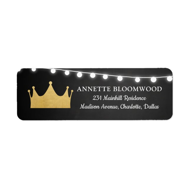 Etiqueta Prince Crown | Folha de ouro Chá de fraldas | Quad (Frente)