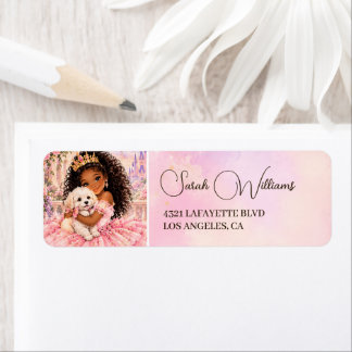 Etiqueta Princesa Afro-Americana com Cachorrinho faz 1 ano 