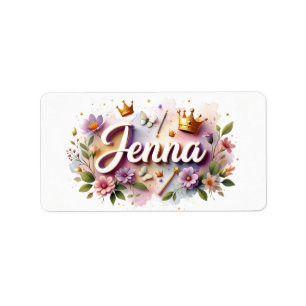 Etiqueta Princesa Floral Name Labels - Autocolante Personal