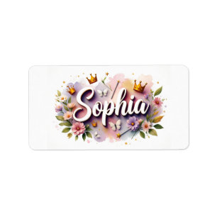 Etiqueta Princesa Floral Name Labels - Autocolante Personal
