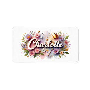 Etiqueta Princesa Floral Name Labels - Autocolante Personal