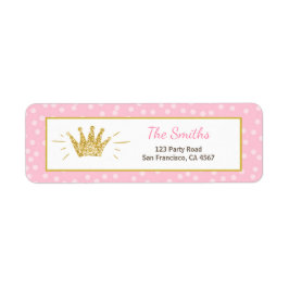 Etiqueta Princesa Return Address Label Rosa Dourada Crown G