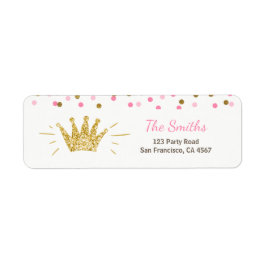 Etiqueta Princesa Return Address Label Rosa Dourada Crown G