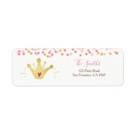 Etiqueta Princesa Return Address Label Rosa Dourada Crown G