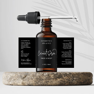 Etiqueta Produto de 2 OZ de Garrafa Mínima Preta Cosmética