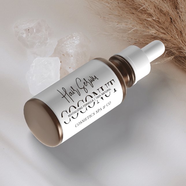 Etiqueta Produto de Garrafa Cosmética Mínimo (Trendy black and white oil bottle wrap around product label)