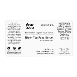 Etiqueta Produto moderno de soro preto e branco