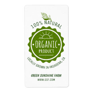 Etiqueta Produto Verde Orgânico Natural Personalizado Ecoló