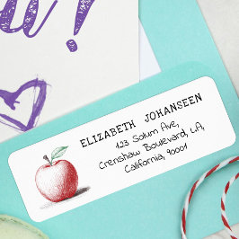 Etiqueta Professor de Escola de Maçã Vermelha Desenhado à M