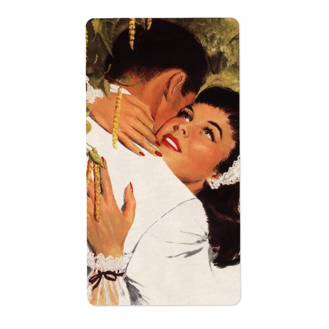 Etiqueta Proposta de casamento retrô, amor e romance (Frente)