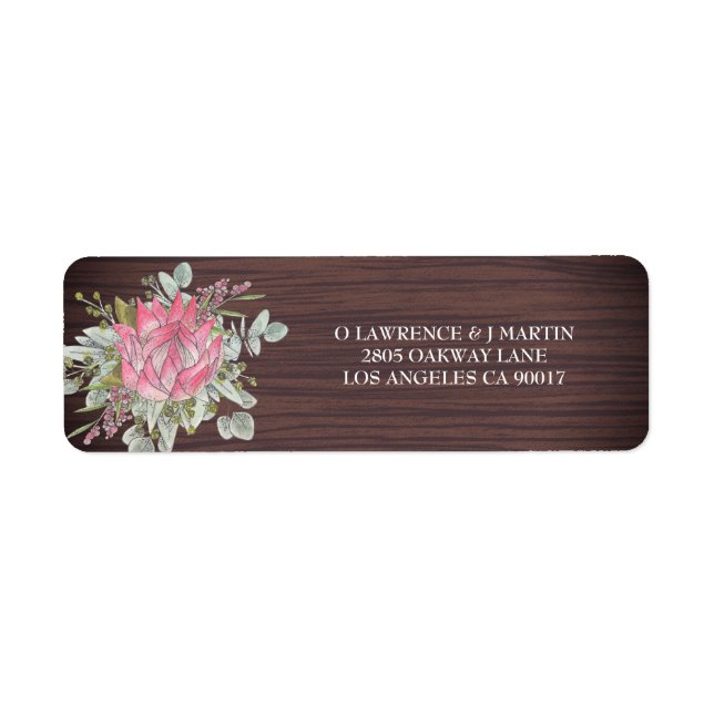 Etiqueta Protea Eucalyptus Wood Rustic Address (Frente)