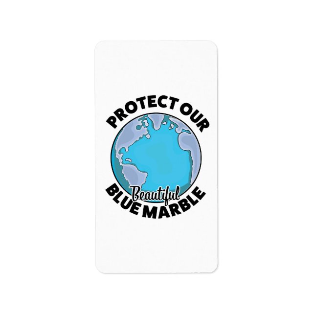 Etiqueta Proteja Nossa bela Bola Azul de Mármore (Frente)
