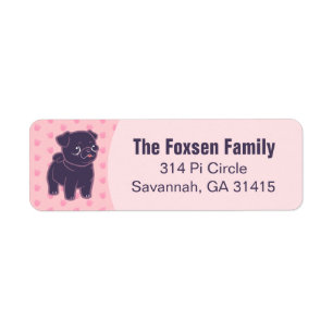 Etiqueta Pug de Kawaii