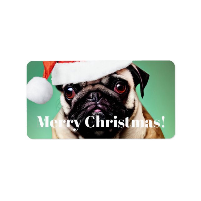 Etiqueta Pug Dog Christmas (Frente)