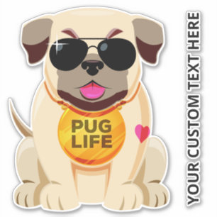 Etiqueta Pug Life de texto personalizado