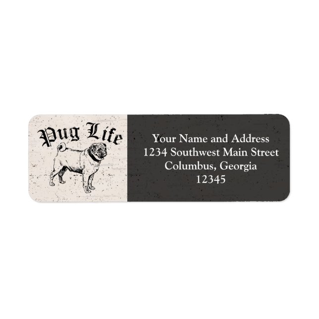 Etiqueta Pug Life Funny Dog Gangster (Frente)