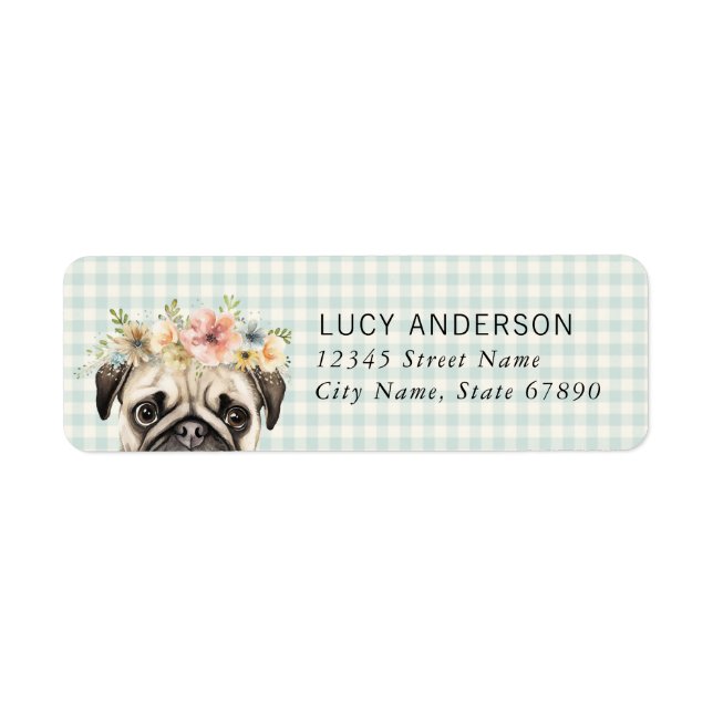 Etiqueta Pug Return Address Labels (Frente)